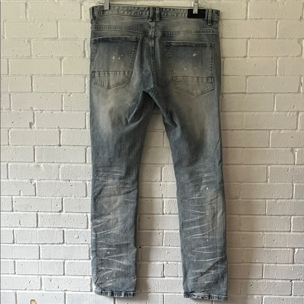 Smoke Rise Distressed Rip Repair Light Blue Men’s Jeans Sz 36x34 Streetwear Edgy - Picture 5 of 12